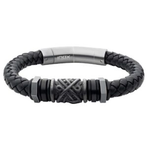 AMen’s Black Full-Grain Leather Bracelet